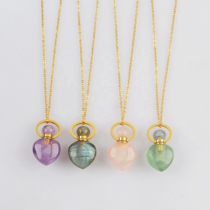 <span class=keywords><strong>Collana</strong></span> da donna in acciaio inossidabile con fiale di cristallo color Chakra - Product Image 1