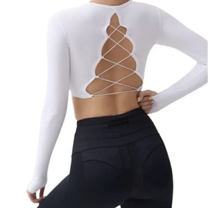 Customized Lightweight Plus Size HollowOut Sexy Backless Fitness Yoga Top Chest <b>Cushion</b> Wearable Outerwear LongSleeved Training - Product Image 1