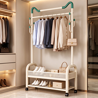 Séchoir à linge robuste à double niveau, amovible et mobile, en acier au carbone, sur pied, pour balcon et salon