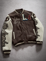 Veste de baseball varsity pour homme en coton lourd 330GSM avec patch chenille personnalisé, style Letterman universitaire, OEM