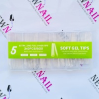 240 faux ongles carrés extra longs en cristal transparent, haute qualité, 12 tailles, couverture complète, en gel ABS souple