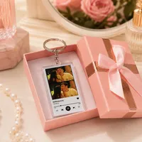 Porte-clés rectangulaire personnalisé en plastique UV acrylique, photo personnalisée, image d'artiste, souvenir mignon et romantique pour couple, anniversaire