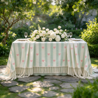 Nappe à rayures cœurs pastel sur mesure, Housse de table à rayures cœurs mignons pour Baby Shower, Fête et Décoration de table à manger