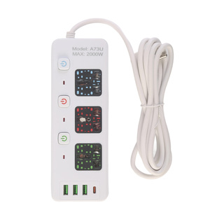 Nhà văn phòng phổ điện dải 3 cửa hàng 3 USB 1 TYPE-C cổng đa mở rộng điện cắm ổ cắm - Product Image 5