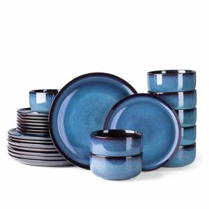 Juego de Vajilla de Porcelana Ecológica Azul de Lujo Nórdico, Platos Ovalados, Diseño Minimalista, Alta Calidad, Más Vendidos - Product Image 1