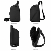 Tas Selempang Dada Anti Air Pria, Tas Selempang Ringan Anti Maling Multi Kantong, Tas Bahu Outdoor dengan Logo Custom