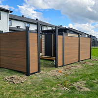 Clôture en composite WPC en teck, clôture de jardin, clôture d'intimité, panneaux extérieurs avec portail, clôture de cour, imperméable, faible entretien, installation facile