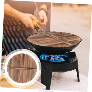 Couvercle de Wok en bois naturel de <span class=keywords><strong>14</strong></span> <span class=keywords><strong>pouces</strong></span> couvercle de casserole anti-brûlure poignée de remplacement cuisine Camping pique-nique ustensiles de cuisine pièces essentielles - Product Image 1