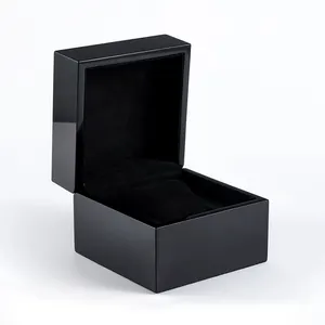 Lusso singolo legno cassa orologio ore inserto cuscino scatola orologio nero Custom scatola di legno pianoforte lacca scatola orologio con Logo