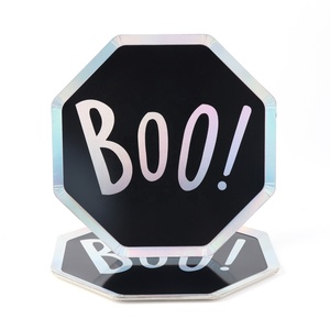 Ensemble de 9 ''Halloween BOO Citrouille Fantômes Sorcière Ensemble Assiette en Papier Jetable Halloween pour Enfants et Adultes Servir 24 - Product Image 5