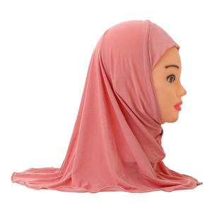 Großhandel 2-7 Jahre alt einfarbig dehnbar kleines Mädchen bereit, Hijab Tudung Instant Kid Hijab Turban Instant Kid Hijab zu tragen - Product Image 2