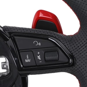 Volante Deportivo YUNZ OEM Rojo RS de Cuero y Fibra de Carbono para <span class=keywords><strong>A3</strong></span> A4 A6 A7 A8 Q5 Q7 Q8 3 6 - Product Image 3