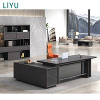 Bureau de direction moderne de luxe personnalisé Liyu, structure en bois modulaire en forme de L, mobilier de bureau de direction, fonctionnalités convertibles