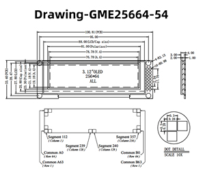 <span class=keywords><strong>3</strong></span>.12英寸OLED液晶显示模块 白色/蓝色/黄色/绿色 	 SSD1322 	 256*64 	 8位68XX/80XX并行接口，<span class=keywords><strong>3</strong></span>/4线SPI 	 16P V1.2 - Product Image 3