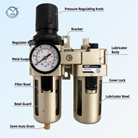Unité FRL XQC AC4010 Série 1/2 BSP, filtre-régulateur-lubrificateur à haut débit pour air comprimé, en aluminium, pièces pneumatiques pour source d'air