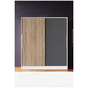 Armario Moderno Blanco Sonoma de 2 Puertas Corredizas con Cajones y Múltiples Estantes, Gabinete de Dormitorio con Puerta de MDF y Melamina para Apartamentos - Product Image 4