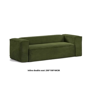 Divano in Velluto a Coste Verde Scuro in Stile Vintage Minimalista Italiano Arredo di Lusso Resistente Angolo Retto/Rotondo per <span class=keywords><strong>Soggiorno</strong></span> - Product Image 6