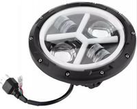 Phare avant rond haute puissance à LED pour motos tout-terrain, 12 volts, 7 pouces, pour Jeep Wrangler Jk Truck