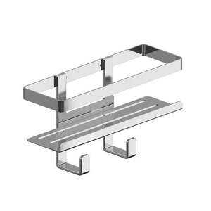 Étagère de douche simple avec panier, largeur 28,8 cm, noir mat, avec crochets - Product Image 1