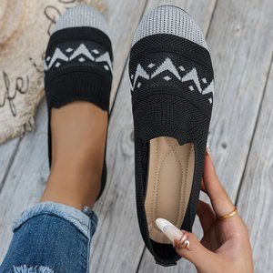 Zapatos náuticos de punto de malla transpirables para mujer, sin cordones, de colores combinados, de caña baja, para las cuatro estaciones, novedad en comercio exterior. - Product Image 3