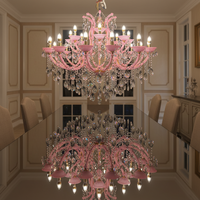 Lustre européen rose en cristal Maria Theresa pour salon, chambre à coucher, décoration macaron, lustre de luxe