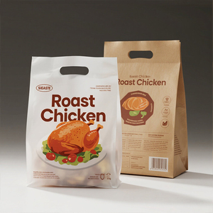 Bolsas de pollo asado de papel de aluminio Kraft con cremallera para microondas - Product Image 2