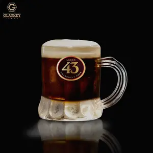 Mini Bier Mok Steins Glas Custom Logo Bier Korte Beker Gekleurde Shot Glazen Met Handvat