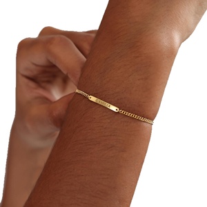 Bracelet personnalisé anti-corrosion en acier inoxydable avec nom gravé, mini chaîne brossée, cadeau transfrontalier - Product Image 5