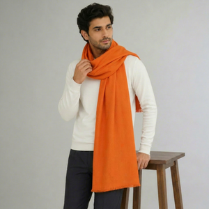Chal Largo Unisex de Lana Lohi, Sólido, Cálido, Transpirable, para Invierno, Estilo Étnico Tradicional, Kriti International POLYWOOL - Product Image 1