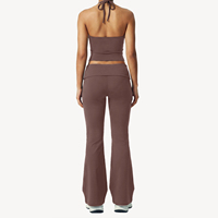 Ensemble de yoga 2 pièces pour femme, couleur chair, doux pour la peau, avec haut dos nu à nouer et bas taille haute rembourré 3D à effet push-up, idéal pour le Pilates et l'entraînement