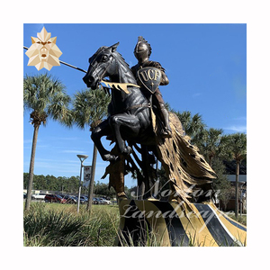 Tay Ngoài Trời Khắc Cuộc Sống Kích Thước Kim Loại Nghệ Thuật Bronze Thời Trung Cổ Hiệp Sĩ Giáp Hiệp Sĩ Với Ngựa Tượng Điêu Khắc - Product Image 1