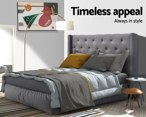 Cabecera <span class=keywords><strong>de</strong></span> Cama Queen Size Gris Premium con Diseño <span class=keywords><strong>de</strong></span> Alas y Botones, Precio <span class=keywords><strong>de</strong></span> Fábrica - Product Image 5
