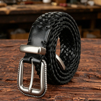 Ceinture en cuir véritable tissée à la main pour femmes avec boucle - Polyvalente et tendance pour les jeunes