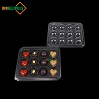Boîte blister en plastique transparent 12 trous pour bonbons, truffes, chocolat, bonbons, contenants d'emballage d'affichage, boîtes personnalisées