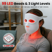 Masque de luminothérapie rouge 630nm 850nm, masque facial LED infrarouge 4-en-1 avec 3 niveaux de gradation, fournisseurs vérifiés 510K