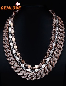 Collar de Cadena Cubana Chapado en Oro Rosa de 14K Personalizado al por Mayor con Incrustaciones de Diamantes, Joyería Hip Hop - Product Image 6