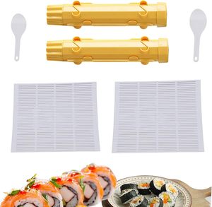 Kit completo de 2 piezas para hacer <span class=keywords><strong>sushi</strong></span> Máquina de <span class=keywords><strong>sushi</strong></span> amarilla de plástico fácil para el hogar Camping Picnic y fiesta para principiantes - Product Image 4
