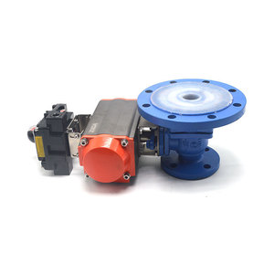 Válvula de bola neumática con revestimiento de flúor Q641F46 de 4 pulgadas para operación a temperatura normal con líquidos químicos - Product Image 1