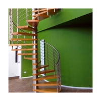 Escalier en spirale moderne pour lit mezzanine, structure en métal et bois, escalier en acier inoxydable, utilisation intérieure et extérieure