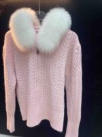 Femmes Slim Fit Hiver Court Laine Tricoté Manteau À Capuche Veste Chaude Moelleux Réel Col De Fourrure De Renard Pull Femmes Cardigan