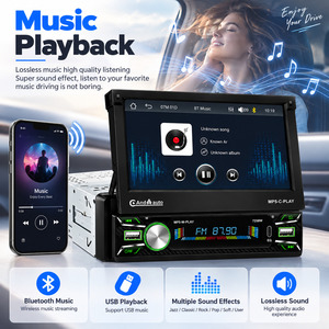Lecteur MP5 rétractable électrique 7 pouces Single <span class=keywords><strong>DIN</strong></span> 1024x600 <span class=keywords><strong>avec</strong></span> CarPlay sans fil, Android Auto, radio FM, Bluetooth, kit mains libres pour voiture - Product Image 5