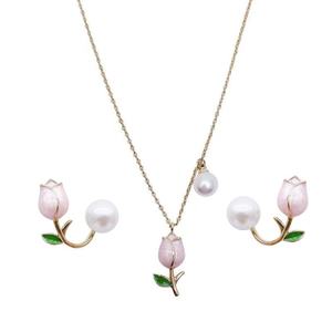 Vente en gros S925 Sterling Silver <span class=keywords><strong>Blast</strong></span> Beau collier de tulipes pour femmes Bijoux de mode haut de gamme Motif de fleurs à la mode - Product Image 5