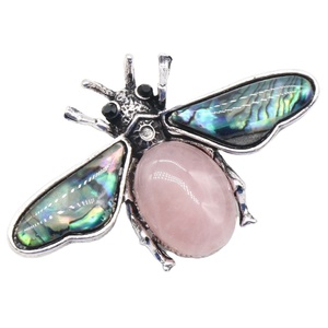 Usine en vrac Vintage ormeau coquille Rose Quartz opale <span class=keywords><strong>Lapis</strong></span> Agate améthyste pierre naturelle abeille pendentif accessoires broches pour cadeau - Product Image 6