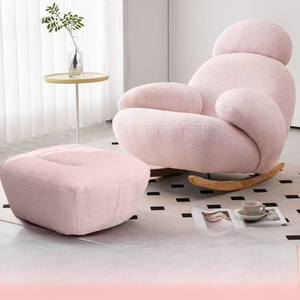 <span class=keywords><strong>Fauteuil</strong></span> à <span class=keywords><strong>bascule</strong></span> blanc crème en fausse fourrure d'agneau avec repose-pieds, moderne et mignon, pour salon et balcon, chaise de relaxation - Product Image 4