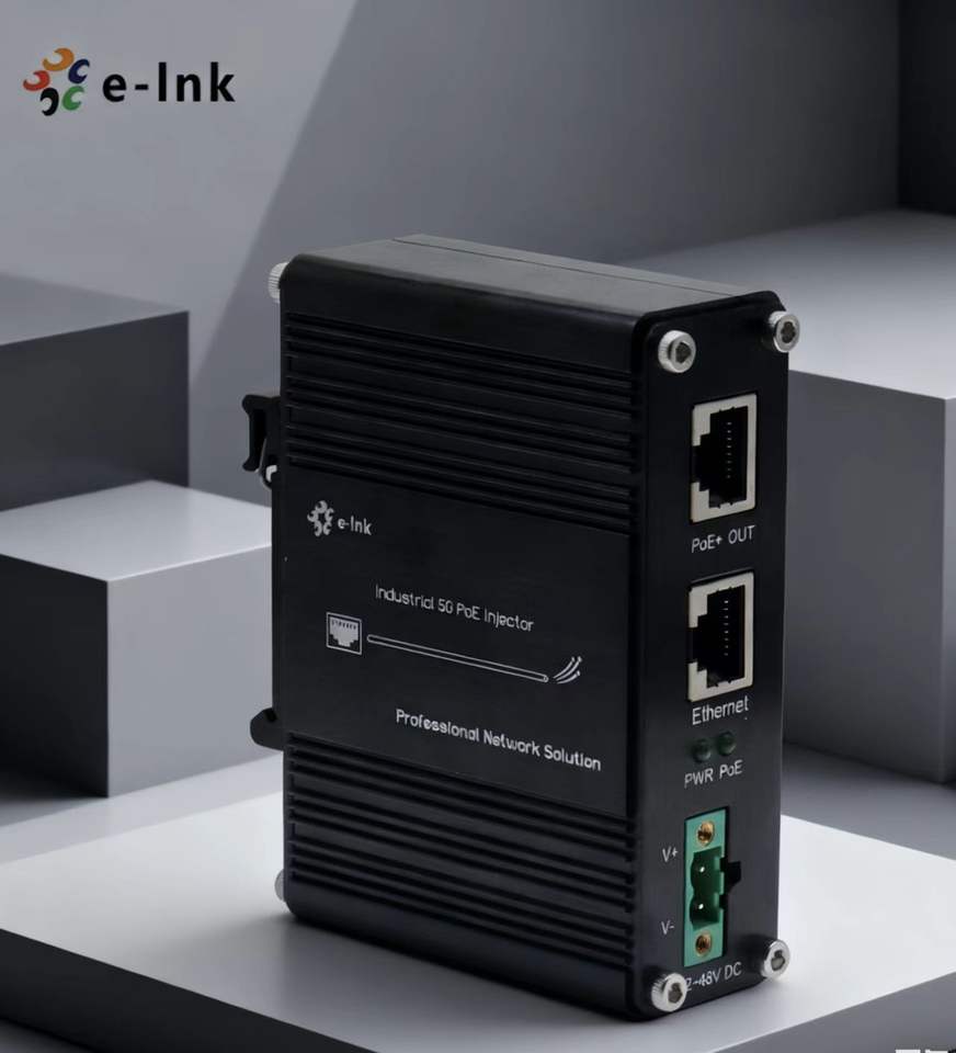 Industrial 5G PoE+ Injector Hardened IEEE802.3at/bt 30~90W Optional PoE Adapter with 12-48VDC Input DIN-Rail and Wall Mount