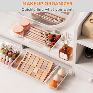 25 Pcs Desk Drawer Organizer Set 4-Size Bathroom Drawer Tray Dividers Versatile <b>Storage</b> <b>Bins</b> for Makeup Kitchen Utensil Office - Product Image 5