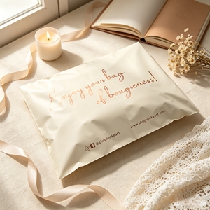 Custom Cream Peach Poly Mailers Rose Gold Logo Printed Plastic Shipping Bags Boutique Mailing Envelopes For Small Business - Product Image 1