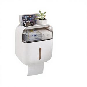 Portarrollos de Papel Higiénico Rectangular de ABS para Baño, Montado en la Pared, con Repisa para Teléfono, Multifuncional - Product Image 1