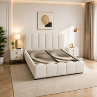 Usine de meubles chinoise, cadre de lit en tissu bouclé sur mesure, lit à bulles, vente en gros, taille King Queen, lit double pour chambre à coucher
