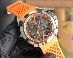 Reloj Mecánico de Acero Inoxidable para Hombre con Diseño Hueco y Correa Deportiva Naranja - Product Image 2